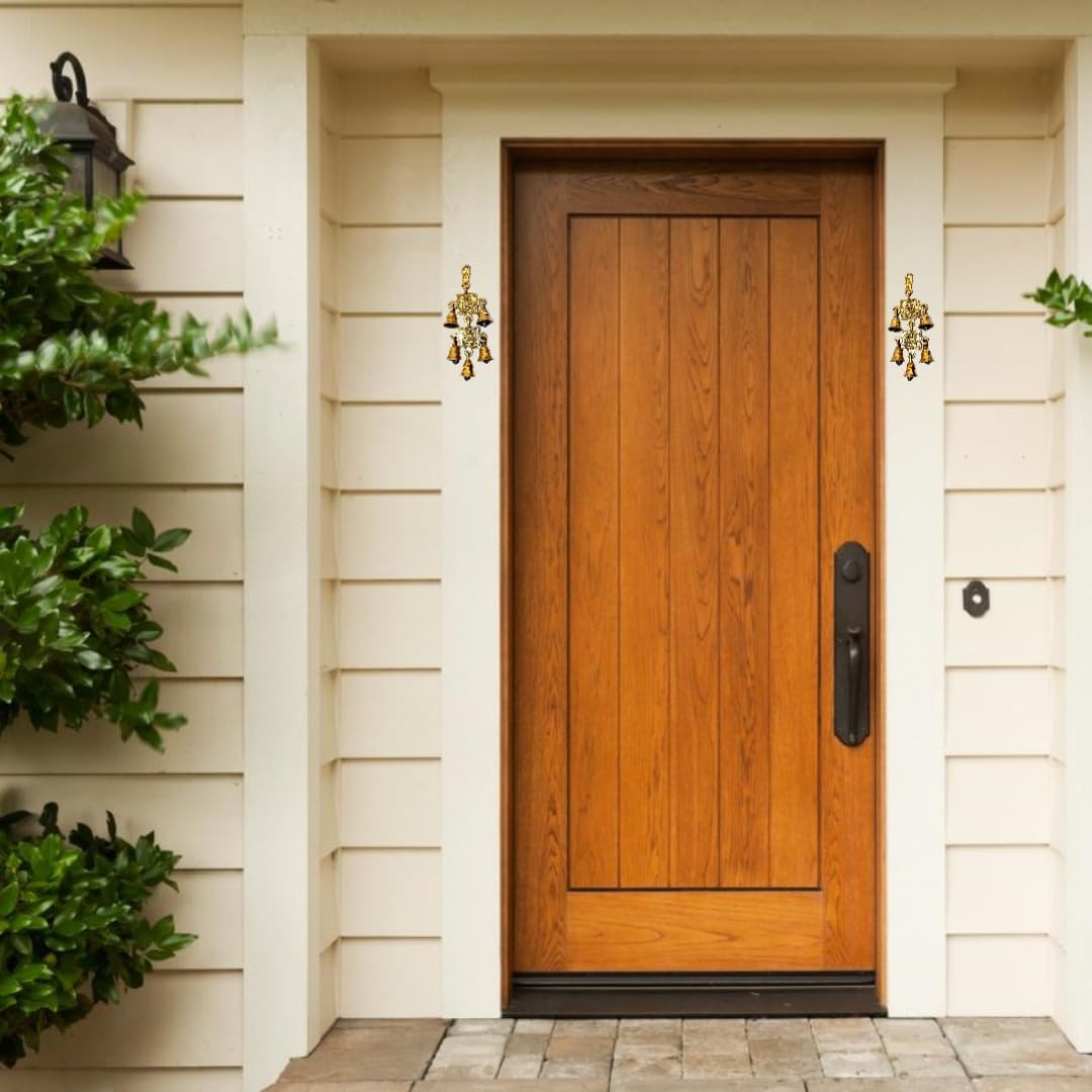 Athizay Brass Shubh Labh Hanging Ganesh Laxmi With Five Bells Wall | Door Hangings 8.5 Inch Long Decorative Hanging Showpiece Ho